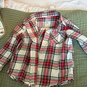 Christmas plaid Red and White Plaid Button-Up Shirt